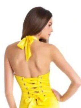 Marciano Yellow Satin Criss-Cross Braid Adjustable Bustier - Size XS-S